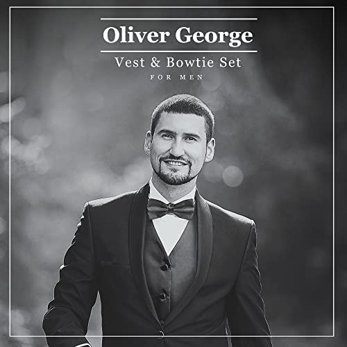 Exclusive Distributor Oliver George 2pc Men's Vest | Vest and Bow Tie Set For Men | Men's Tuxedo and Suit Vest For Men | Solid Formal Waistcoat | Navy Blue 2XL