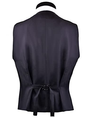 GUSLESON Black Suit Vest Business Formal Dress Vests for Men Waistcoat Classic Slim Fit Wedding Party Vest Suit or Tuxedo with Pockets (Black,XXL)