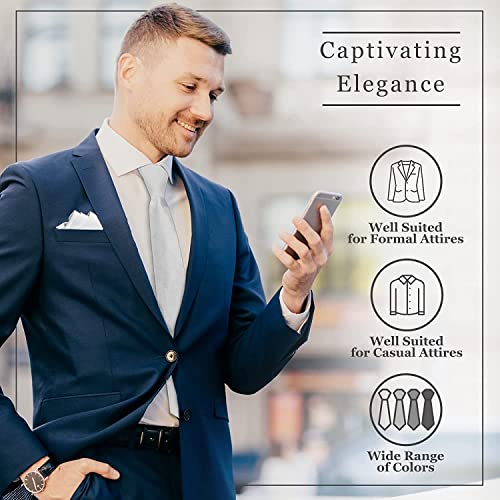 Oliver George 3pc Men's Vest | Vest and Tie Set For Men + Handkerchief | Men's Tuxedo and Suit Vest | Solid Formal Waistcoat | White Large