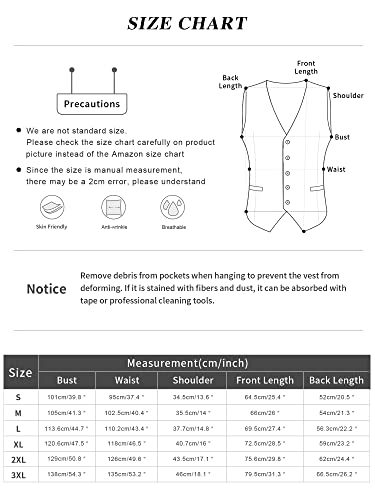 GUSLESON Black Suit Vest Business Formal Dress Vests for Men Waistcoat Classic Slim Fit Wedding Party Vest Suit or Tuxedo with Pockets (Black,XXL)