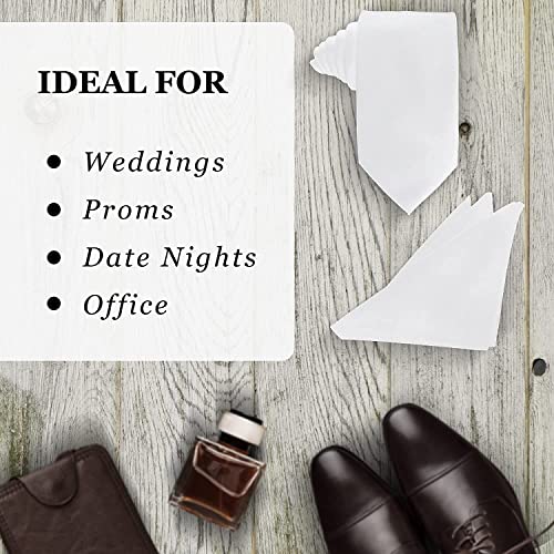 Oliver George 3pc Men's Vest | Vest and Tie Set For Men + Handkerchief | Men's Tuxedo and Suit Vest | Solid Formal Waistcoat | White Large