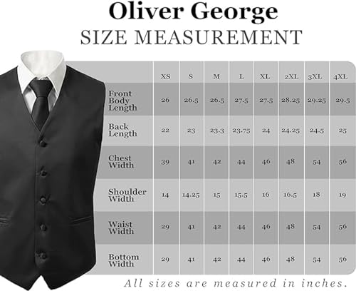 Oliver George 3pc Men's Vest | Vest and Tie Set For Men + Handkerchief | Men's Tuxedo and Suit Vest | Solid Formal Waistcoat | White Large