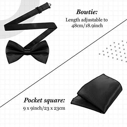 Haysandy Men's Formal Vest Set Business Classic Waistcoat with Necktie Bow Tie and Pocket Square for Tuxedo Wedding Dress (Black, Large)