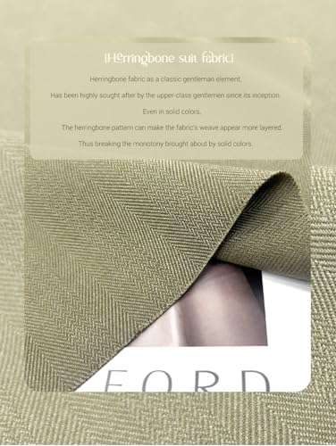 Teukuire Men's V-Neck Suit Vests Slim Fit Casual Business Formal Herringbone Tweed Wool Waistcoat Wedding Groomsmen Suit Vest Light Brown L