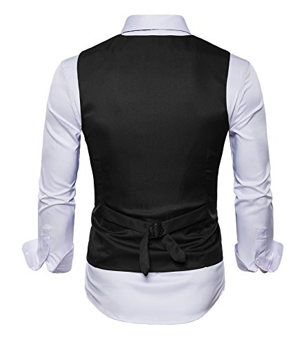 AOYOG Mens Business Suit Vests Waistcoat Slim Fit for Suit Or Tuxedo (XXXXLarge, Black), Black, XXXXLarge