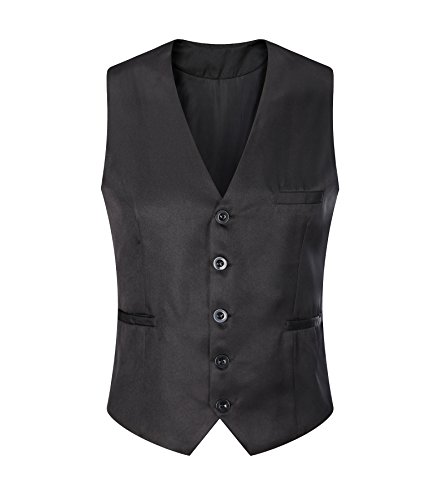 AOYOG Mens Business Suit Vests Waistcoat Slim Fit for Suit Or Tuxedo (XXXXLarge, Black), Black, XXXXLarge