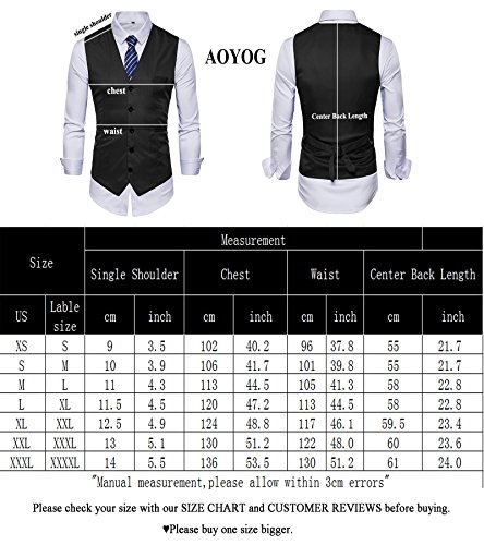 AOYOG Mens Business Suit Vests Waistcoat Slim Fit for Suit Or Tuxedo (XXXXLarge, Black), Black, XXXXLarge