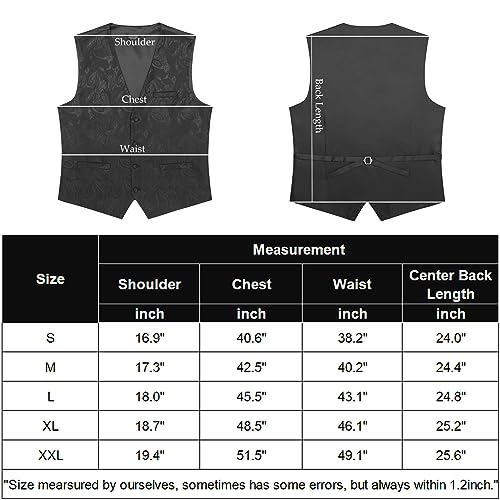 COOFANDY 3PCS Men's Suit Vest Set Business Formal Dress Waistcoat Vests with 3 Pockets, Black, L