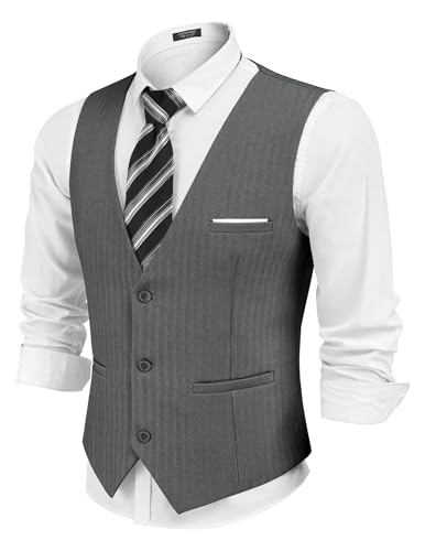 COOFANDY Mens 3 Button Dress Vest Lightweight Business Wedding Formal Suit Vest