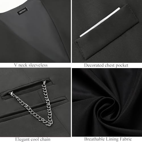 ERZTIAY Men's Formal Dress Business Slim Fit Sleeveless Jacket Suit Vest Waistcoat
