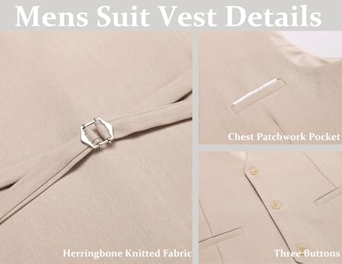 COOFANDY Mens 3 Button Dress Vest Lightweight Business Wedding Formal Suit Vest