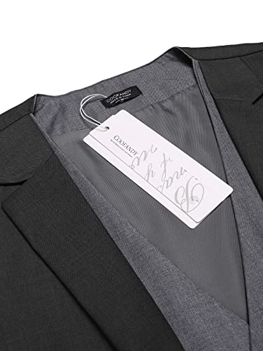Coofandy Mens Formal Fashion Layered Vest Waistcoat Dress Vest, Black, Large