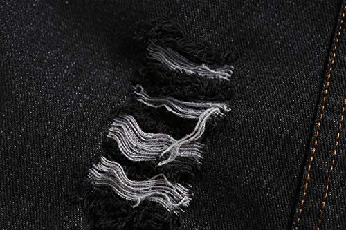 NASKY Men's Fit Retro Ripped Denim Vest Sleeveless Jean Vest and Jacket (X-Large, Black)