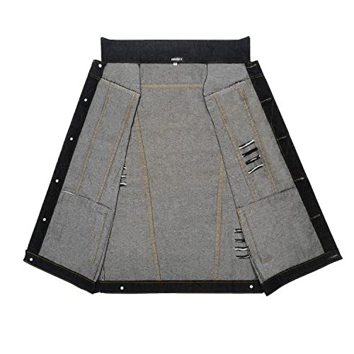 NASKY Men's Fit Retro Ripped Denim Vest Sleeveless Jean Vest and Jacket (X-Large, Black)