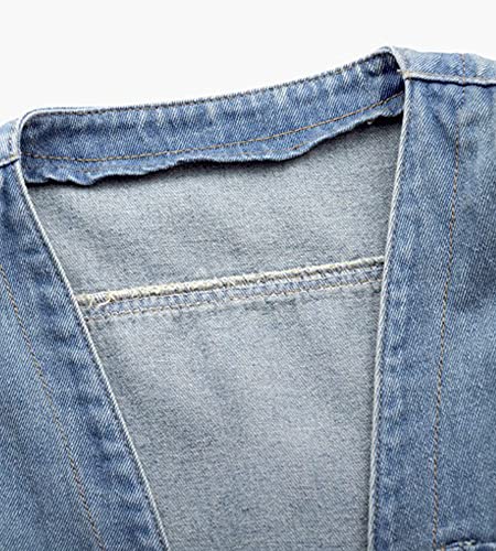 Cyparel Women's Retro Denim Vest Casual Button Up Jean Waistcoat Vest Sleeveless Jacket Tops with Pockets
