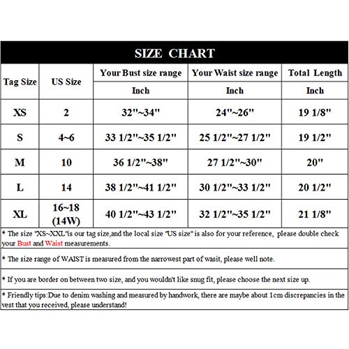 WUDODO Womens Denim Jean Vest Classic Cropped Distressed Spread Collar Sleeveless Jean Jacket