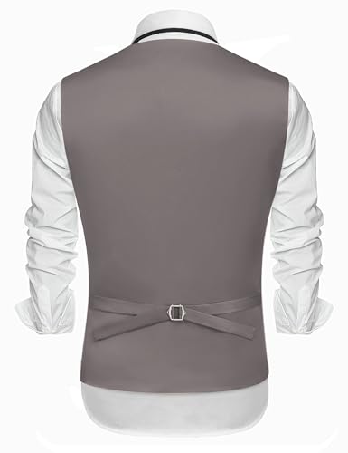COOFANDY Grey Suit Vest Men Dress Casual Vests Slim Fit Formal Waistcoat, Gray, XL