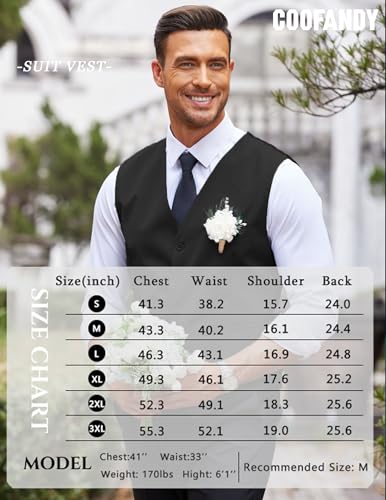 COOFANDY Mens Formal Suit Vest Dress Vests Slim Fit Tuxedo Business Vest for Wedding Homecoming