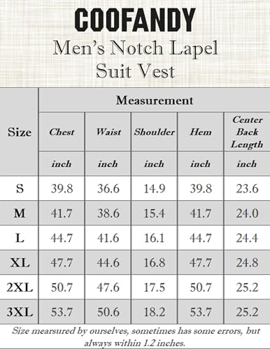 COOFANDY Grey Suit Vest Men Dress Casual Vests Slim Fit Formal Waistcoat, Gray, XL