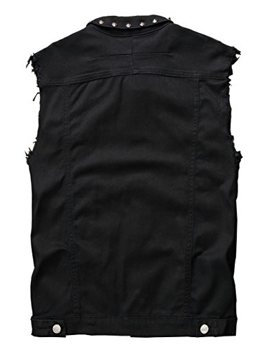 DSDZ Men's Punk Denim Vest Sleeveless Jean Jackets With Rivets (X-Large, Black)