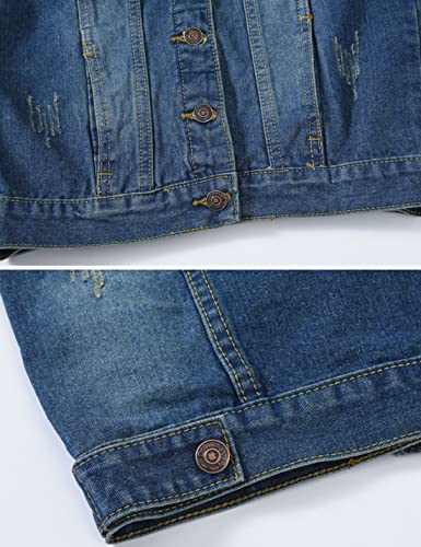 Locachy Women's Casual Denim Vest Jacket Slim Fit Sleeveless Ripped Tops Dark Denim Blue M