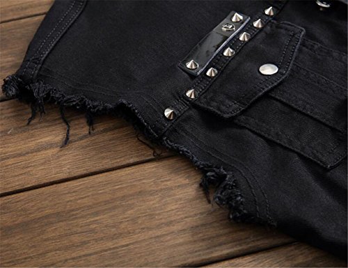 DSDZ Men's Punk Denim Vest Sleeveless Jean Jackets With Rivets (X-Large, Black)