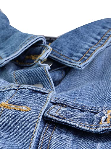 Allegra K Women's Denim Vest Sleeveless Button Down Waistcoat Casual Long Jean Vests Medium Blue