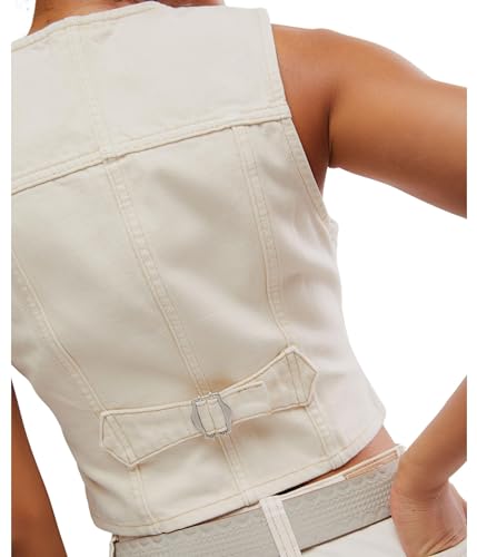 Free People Women's Tate Denim Vest, Ecru