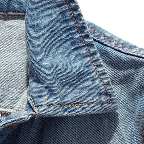 Saukiee Men's Casual Lapel Denim Vest Jacket Vintage Slim Fit Sleeveless Ripped Jeans Vests