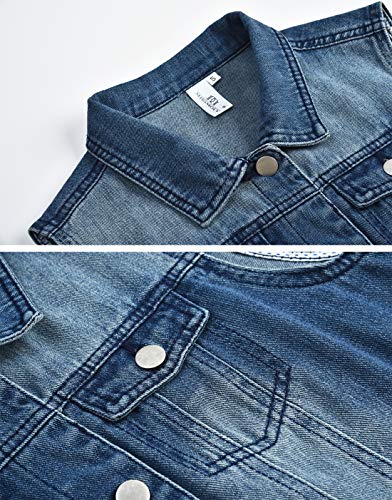 MISS MOLY Denim Vest for Women Sleeveless Button up Washed Cropped Jean Jacket Dark Blue Medium
