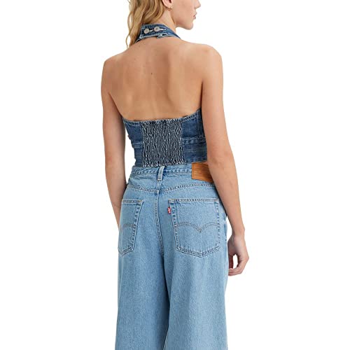 Levi's Women's Daisy Denim Halter Top, (New) Indigo Stonewash, X-Large