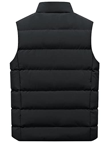Locachy Men's Outdoor Casual Full Zipper Stand Collar Padded Vest Coats Sleeveless Jacket Black L