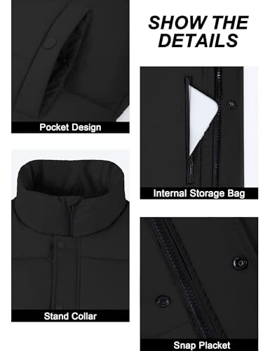 Fengbay Womens Puffer Vest Sleeveless Zip Up Puffy Cropped Vests Warm Stand Collar Down Vest Lightweight Bubble Quilted Vest