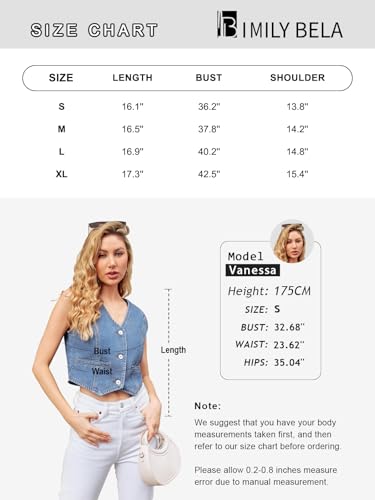 Imily Bela Womens Denim Vest Sleeveless V Neck Button Down Jean Waistcoat Jacket Y2K Summer Crop Tops