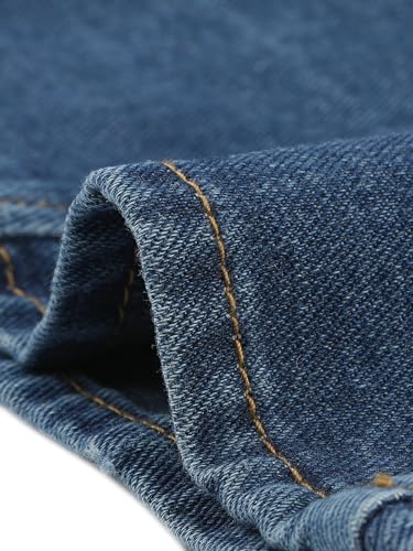 Allegra K Denim Vest for Women's Sleeveless V Neck Washed Distressed Jean Jacket X-Large Dark Blue