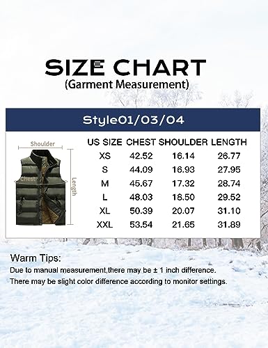 Flygo Men's Winter Warm Outdoor Padded Puffer Vest Thick Fleece Lined Sleeveless Zipper Jacket (Army Green XL)