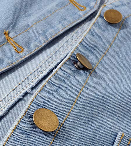 Ladyful Women's Sleeveless Denim Vest V Neck Button Down Jean Waistcoat Jacket