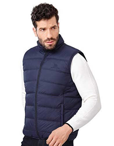 CAMEL CROWN Puffer Vest Men Quilted Winter Padded Sleeveless Jackets Gilet for Casual Work Travel Outdoor Blue XL