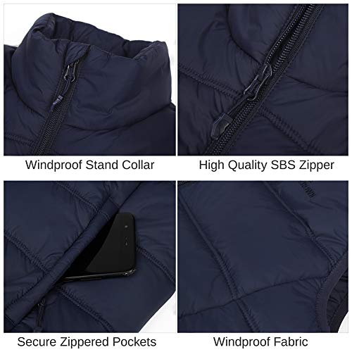 CAMEL CROWN Puffer Vest Men Quilted Winter Padded Sleeveless Jackets Gilet for Casual Work Travel Outdoor Blue XL