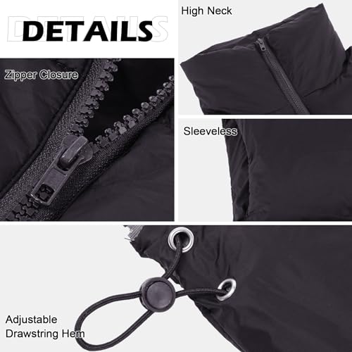 Zando Cropped Puffer Vest for Women Fashion Oversized Lightweight Winter Vest Outerwear Sleeveless Zip Up Stand Collar Vest Jacket Padded Gilet Puffer Coat with Pockets Black Large