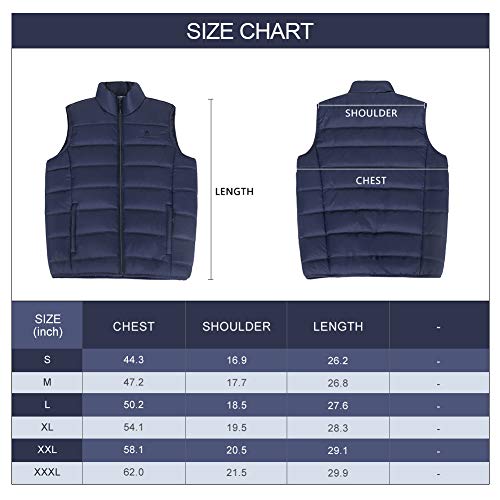 CAMEL CROWN Puffer Vest Men Quilted Winter Padded Sleeveless Jackets Gilet for Casual Work Travel Outdoor Blue XL