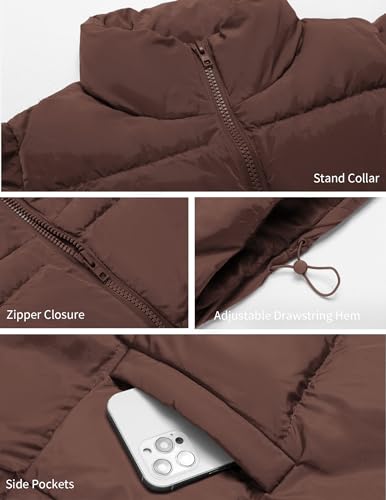 Zeagoo Women Winter Oversized Puffer Vest Lightweight Stand Collar Sleeveless Padded Puffy Jackets Coat with Pockets