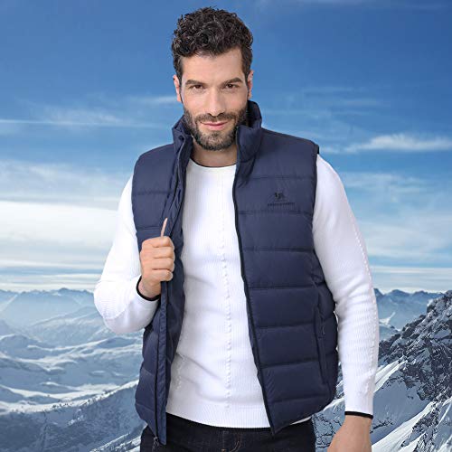 CAMEL CROWN Puffer Vest Men Quilted Winter Padded Sleeveless Jackets Gilet for Casual Work Travel Outdoor Blue XL