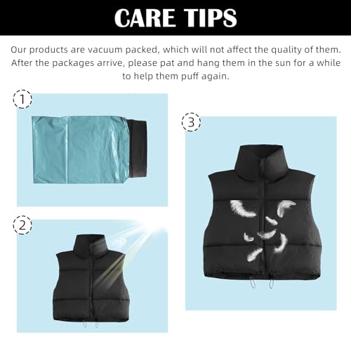 Zando Cropped Puffer Vest for Women Fashion Oversized Lightweight Winter Vest Outerwear Sleeveless Zip Up Stand Collar Vest Jacket Padded Gilet Puffer Coat with Pockets Black Large