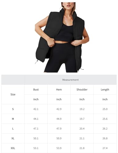 Zeagoo Women Winter Oversized Puffer Vest Lightweight Stand Collar Sleeveless Padded Puffy Jackets Coat with Pockets