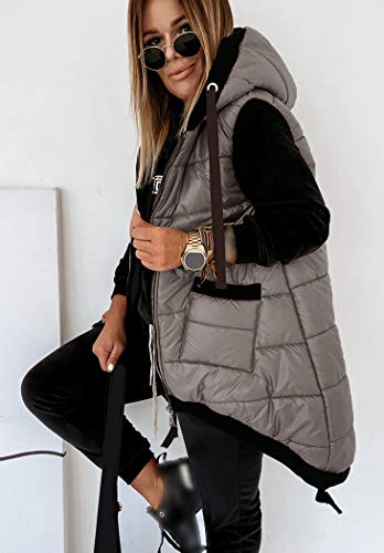 Kaxindeb Women's Hooded Outwear Vest Lightweight Zipper Up Padded Gilet With Pockets