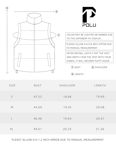 Polu Cropped Puffer Vest Women Sleeveless Stand Collar Padded Gilet Winter Lightweight Puffy Vest(Khaki,M)
