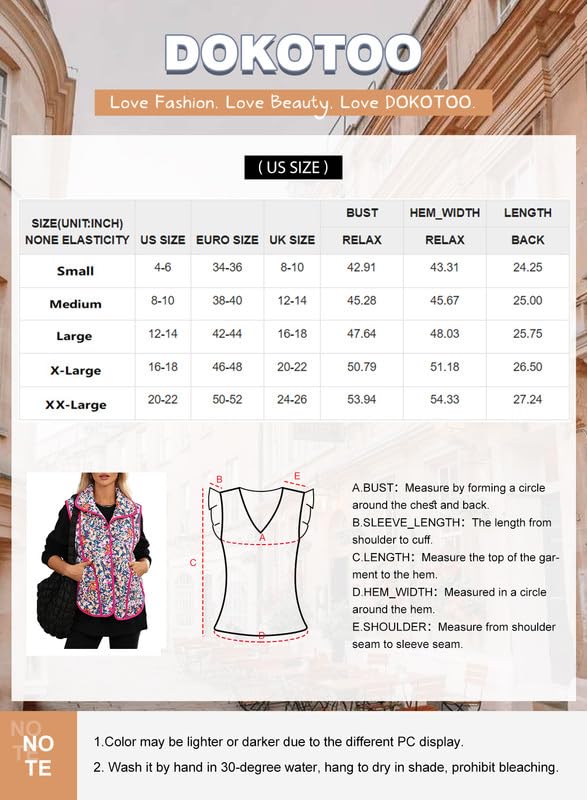 Dokotoo Womens Puffer Vest Lightweight Casual Cropped Quilted Vest Padded Gilet for Women 2024 Trendy Floral Print Jackets Winter Warm Outwear coats Black Small