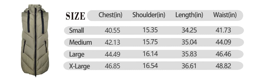 MJORI Women's Puffer Outwear Vests Hodded Zipper Padded Long Vest for Women Chalecos De Mujer De Vestir(Olive M)