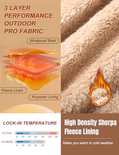 Flygo Men's Winter Warm Outdoor Padded Puffer Vest Thick Fleece Lined Sleeveless Jacket (Black XL)